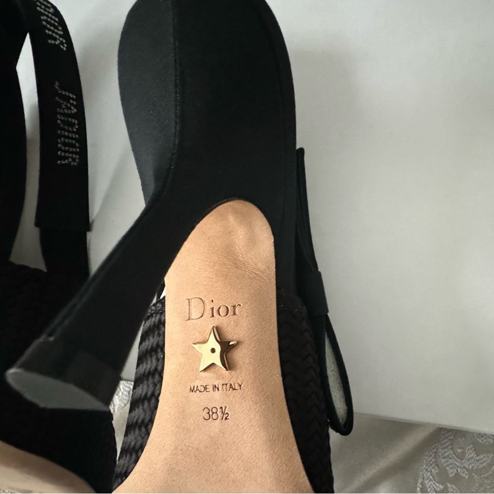 DIOR J'Adior Black Woven Satin Slingbacks size 38 1/2 EU/8.5 US (New in Box) - Picture 6 of 10
